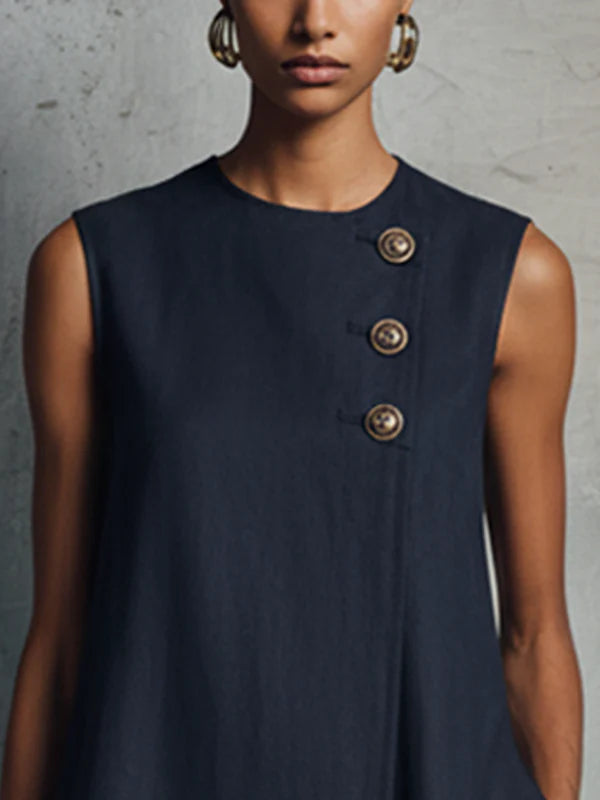 Robe Mini Sans Manches — Noire