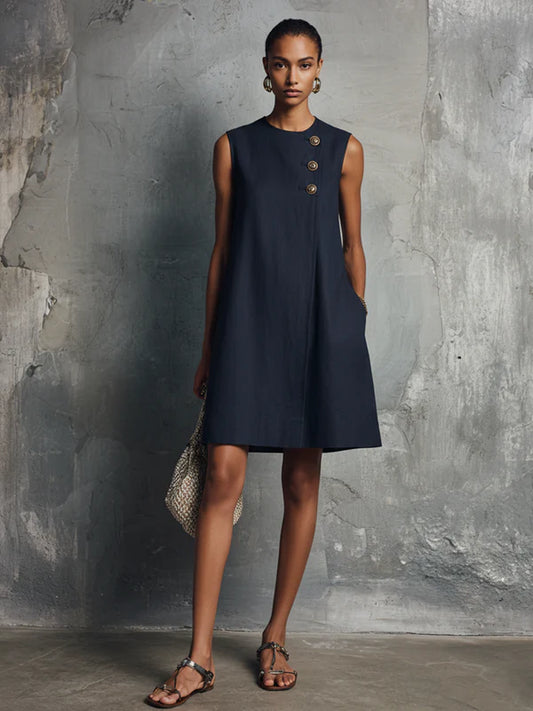 Robe Mini Sans Manches — Noire