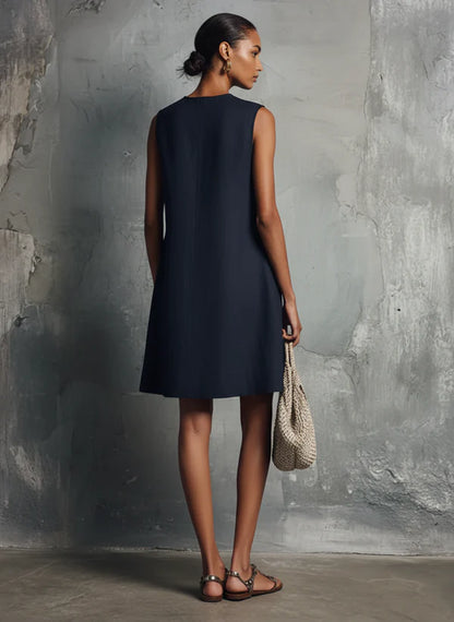 Robe Mini Sans Manches — Noire